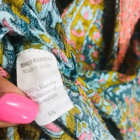 WORLD MARKET Boho Embroidered Floral Print Kaftan Maxi Dress Size One Size - Picture 10 of 10